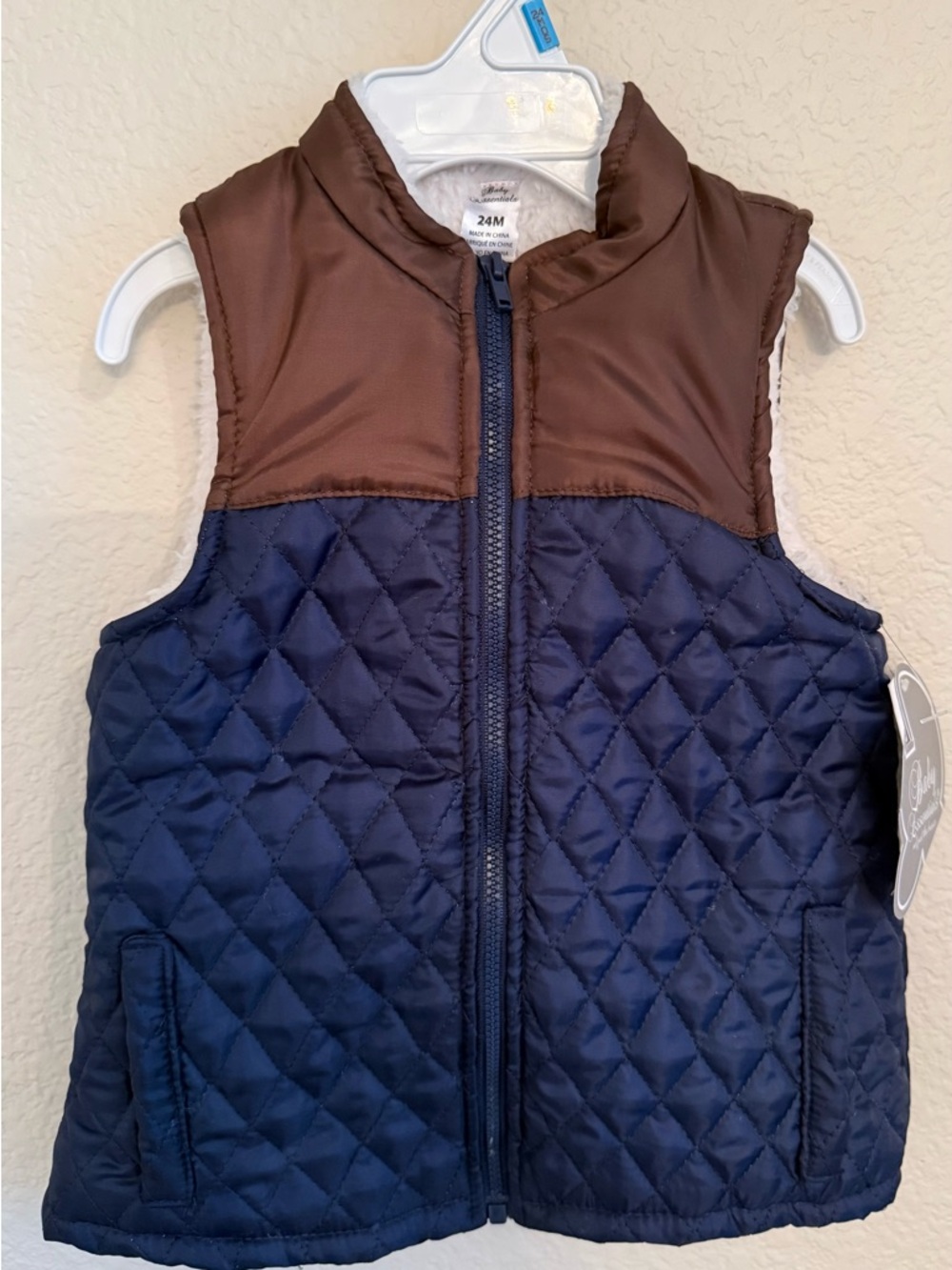 Quilted Navy and Brown Puffer Vest